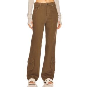 Helsa Straight Leg Brown Cotton Workwear Pants Size L